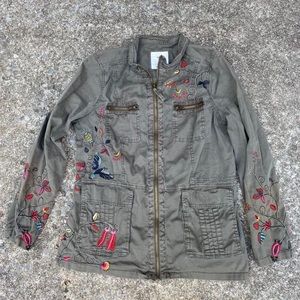 Embroidered Army Green Jacket